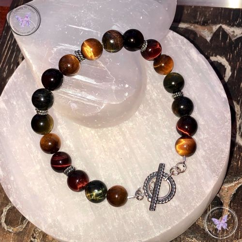 Red Blue Golden Tiger Eye Bracelet